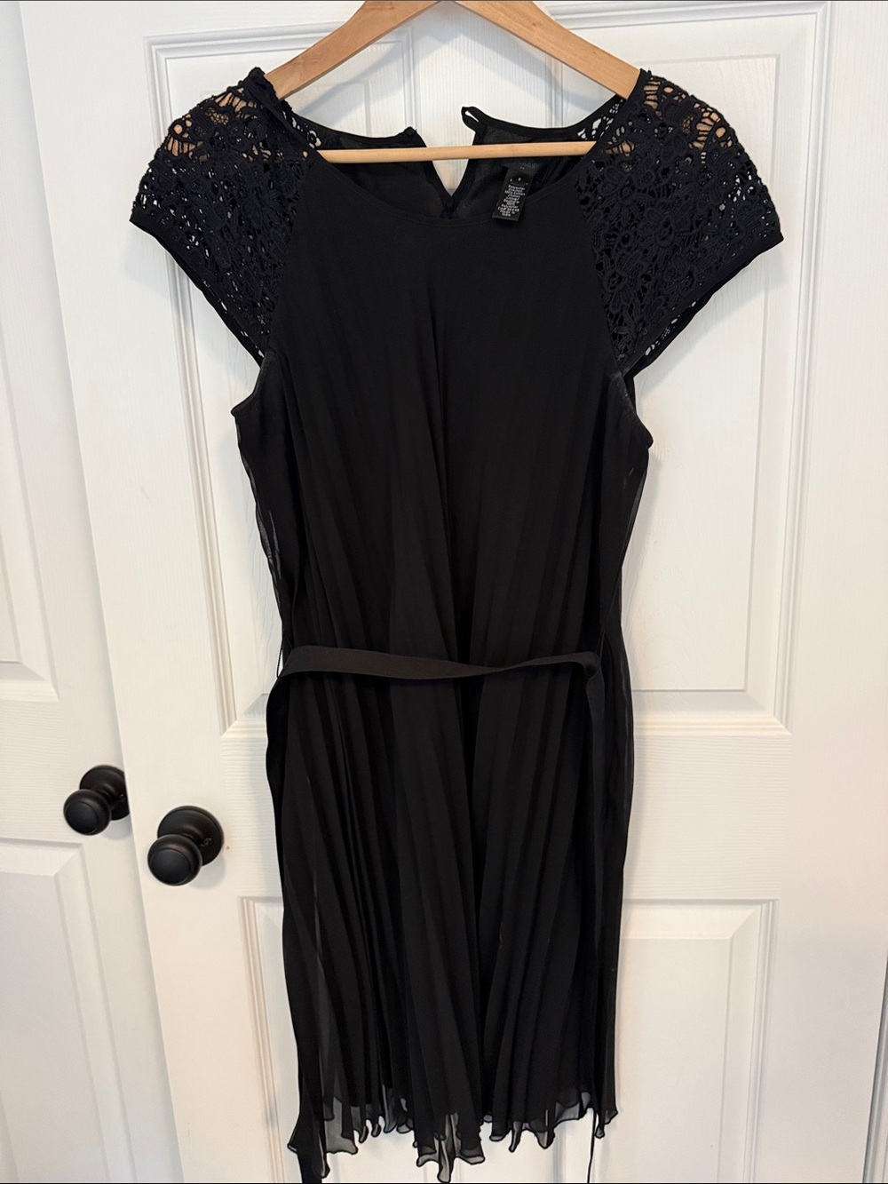 J. Crew Black Belted Cap-Sleeve Midi Dress